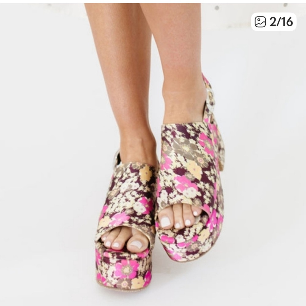 Free People Floral Nicola Platform Slingback Sandal 9 - Picture 3 of 9